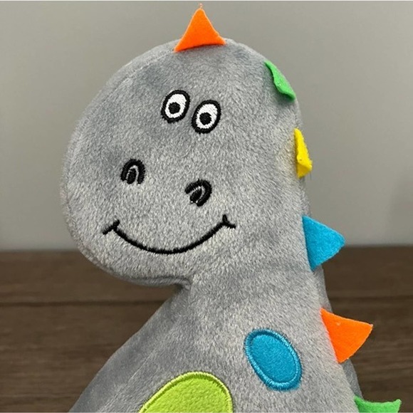 Stephan Baby Grey Dinosaur with Colorful Spine Spikes Plush - Picture 1 of 5